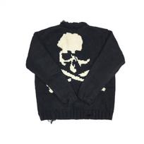 Per dydelis kaukolės rašto medvilnės megztas megztinis Vyrams Moterims Žieminis Laisvas Streetwear Atsitiktinis Puloveris XL juoda