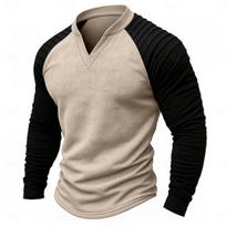 Men's European Size Raglan Sleeve Color Block Suede Long Sleeve T-Shirt Casual Casual Top XL šviesiai pilka spalva