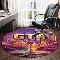 Grand Theft Auto VI Print Round Rug, Washable Floor Carpet, For Entryway Dorm Laundry Room Office Study, Home Decor Birthday Christmas Gift 120cmx120cm