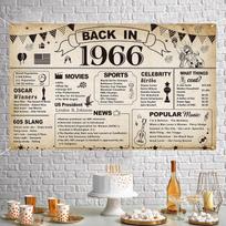 60-ojo gimtadienio vakarėlio dekoracijos, Vintažinis „Grįžti į 1966 m.“ plakatas 60-mečio gimtadienio vakarėlio reikmenys Vintažinis 1966 m. fonas 98×71inch/250*180cm