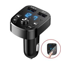 Automobilinis įkroviklis Bluetooth 5.0 FM siųstuvas dvigubas USB greitas įkroviklis laisvų rankų įranga Aux Audio MP3 grotuvas automobilinis rinkinys gray