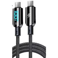 Vakoss TC-U560 USB-C to USB-C Cable with Digital Display, 100W, 1.5m, Black TC-U560