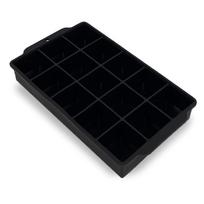 15 Grids Ice Cube Tray Easy Release Food Grade Silicone Square Ice Cube Mould with Lid for Whiskey black