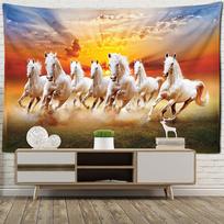 Bėgančios žirgų upės tapiserija Sienos pakabinama Boho estetinė Kambario Miegamojo Svetainės Dekoras Fono audinys 95x70cm white