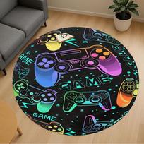 1PC Game Controller Round Chair mat Area Rug - Non-Slip, Floor Mat for Office, Bedroom, and Indoor Decor -Gift D1127197 100cm by 100cm blue