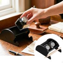 Desk Ink Bottle Holder Pen and Stand Multifunctional Slanted Acrylic Storage Rack Portable brown