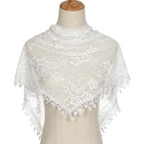 Casual Vintage Lace Flower Hair Scarf Cute Thin Sweet Headscarf Shawl Bohemian Chic Style White Bandanas for Women Photography