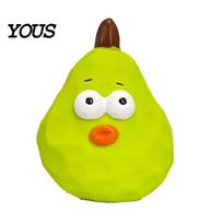 Flexible Latex Pet Plaything Squeaky Pear Dog Toy, Chew Small Medium Toys Interactive Fetch Teeth Cleaning Toy for Aggressive Chewers Anxiety Relief žalia