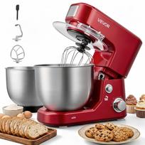VEVOR 5L+4L Tilt Head Stand Mixer 1000W Electric Dough Mixer, 3 Speeds Food Kitchen Mixer with Stainless Steel Bowl, Splash Guard, Dough Hook, Whisk 35 x 24 x 32 cm