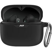 Case Compatible with JBL Tune 230NC TWS, Soft Silicone Shockproof Protective Cover with Carabiner (Black) juoda