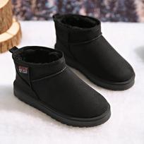 Women's Solid Color Thick Plush Snow Boots Comfortable Warm Flat Ankle Boots Woman Winter Casual Slip On Cotton Shoes Plus Size 38