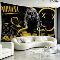 Nirvana Wall Tapestry Aesthetic Wall Hanging Printed Fabric Blanket Decorative Tapestries for Bedroom Living Room Home Decor 180cm x 230cm
