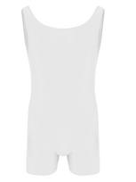 Mens Sleeveless Stretchy One Piece Sport Gym Bodysuit Leotard Dance Biketard Unitard Activewear 3XL white