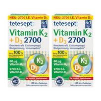 TETESEPT Vitaminas K2+D3 2700 TV 30 mini tablečių x 2 vnt. (30 tablečių)