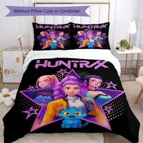 3pcs KPop Demon Hunters Bedding Set Duvet Cover Closure Includes 1 Duvet Cover & 2 Pillowcases, Soft and Comfortable for All Seasons. 135cmx200cm black
