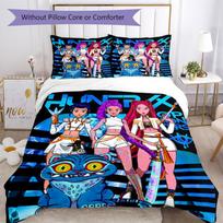 3pcs KPop Demon Hunters Bedding Set Duvet Cover Closure Includes 1 Duvet Cover & 2 Pillowcases, Soft and Comfortable for All Seasons. 135cmx200cm