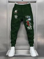 Goth-skull Men Jogger Pants Pocket Skull Eye Cross Horror Print, Dark Gothic Collage Graphic on Leg, Elastic Drawstring Soft Sweatpants for Streetwear M gray