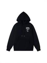 Tarpvalstybinis madingas prekės ženklas Stussy vienspalvis logotipas raidžių siuvinėjimas laisvalaikio džemperis su gobtuvu, unisex M black