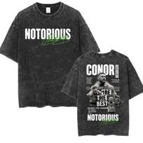 Vintage Washed Conor McGregor The Notorious Fan Gifts T Shirt Men Women Fashion High Street T-shirts Summer Tops O-Neck T Shirts 2XL