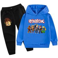 Roblox medinio pagaliuko žmogeliuko animacinis filmas madingas vaikams spausdintas laisvas šiltas patogus rudens žiemos gobtuvas kelnės rinkinys 140cm black