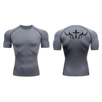 Compression Shirts for Men Short Sleeve Gym Workout Fitness Undershirts Quick Dry Athletic T-Shirt Top 10095 XXXL gray