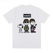 025 OASIS Juosta Snoopy Trumpomis Rankovėmis Retro Europos Amerikos Punk Rock Jaunimo Animacinis Marškinėliai Vyrams ir Moterims S black