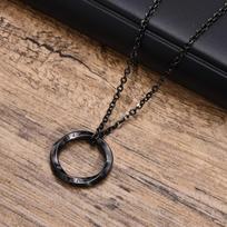 Men's Norse Viking Necklaces, Never Fade Silver Color Stainless Steel Mobius Round Pendant Collar Male Gift Jewelry 60cm brown