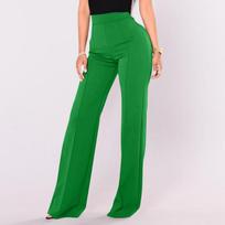 Women's Dress Pants Bootcut Baggy Straight Elegant Street Business Micro-elastic Full Length Breathability Colored S žalia
