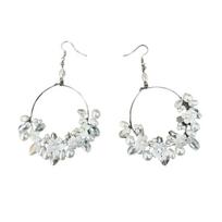Super Fairy Pearl Crystal Garland Earrings Bridal Wedding Dress Atmosphere White Flower Large Circle Earrings Gentle Fairy Earrings sidabras