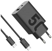 Motorola Charger TurboPower 50W Duo USB-C + USB-A  w/ USB-C cable, Black