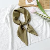 New dopamine silk scarf women's solid color small square scarf European and American imitation silk small silk scarf scarf headband wholesale white