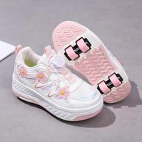 Roller Skates Girl 4 Wheels Sneakers Kid Fashion Casual Sport Quad Skates Children Skating Shoes 38 rožinė