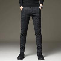 Spring Summer Casual Pants Baggy Men's Thickened Plaid Trousers Straight Business Loose Men's Suit Pants Trousers 38 black