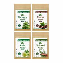 Drontika Bioleaf Botanicals Amla, Shikakai, Reetha, Bhringraj Powder 400g, I Pack of 4 beige