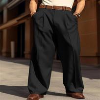 Mens Casual Wide Leg Straight Suit Trousers With Front Pockets XL