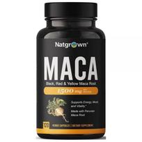 Natgrown Natural Maca Root Powder Capsules - Black, Red & Yellow 1500mg Gelatinized Peruvian Supplement per Serving GMO Free Gluten