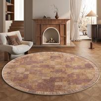 Round Crystal Velvet Area Rug Living Room Non-Slip Water Absorbent Floor Mat Modern Vintage Style Diameter 200cm Crystal Dot Rubber Backing