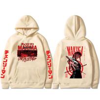 Anime Chainsaw Man Hoodie Cartoon Makima Eyes Graphic Hooded Sweatshirt Men Women Clothing Manga Vintage Oversized Streetwear L beige