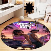 GTA 6 Printed Round Rug Carpet Chair Rug Area Rug Entryway Doormats,for Office Chair Living Room Bedroom Kitchen Room. 80cmx80cm brown