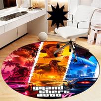 GTA 6 Printed Round Rug Carpet Chair Rug Area Rug Entryway Doormats,for Office Chair Living Room Bedroom Kitchen Room. 80cmx80cm