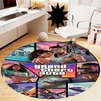 GTA 6 Printed Round Rug Carpet Chair Rug Area Rug Entryway Doormats,for Office Chair Living Room Bedroom Kitchen Room. 80cmx80cm