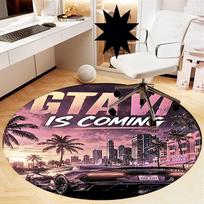 GTA 6 Printed Round Rug Carpet Chair Rug Area Rug Entryway Doormats,for Office Chair Living Room Bedroom Kitchen Room. 150cmx150cm