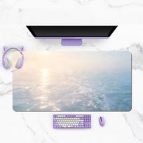 Nonslip Rubber Shiny Ocean Wave Table Mat Mousepad For Bedroom Laptop Large Size Keyboard Pad Office Desktop 800x300x2mm white