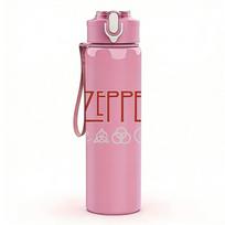 1PC Led Zeppelin Red Text 750ml sports water bottle leakproof straw lid outdoor office home rožinė