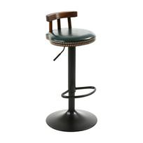 Retro stiliaus baro kėdė su ergonomiška atrama, reguliuojamu aukščiu, pasukama tamsiai žalia spalva