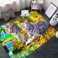 Madingas tigro rašto kilimas ant grindų 3D gyvūnų spausdintas didelis kilimas svetainė, minkštas vonios kilimėlis, sugeriantis neslystantis 40x120cm yellow