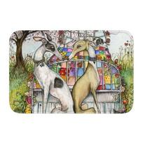 Custom Art Deco Erte Greyhound Doormat Anti-Slip Entrance Kitchen Bath Door Floor Mats Whippet Sighthound Dog Rug Carpet Footpad 40x60cm16x24in beige