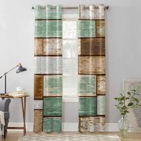 Retro Wood Board Texture Window Curtains for Living Room Luxury Bedroom Curtain Kitchen Blinds Drapes Curtains 135W x 230H(cm) x2