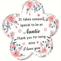 Elegant Acrylic Auntie Appreciation Acrylic Plaque - Decorative Floral Wall Pediment for Aunt, Perfect for Birthday, Mother's Day, Christmas, Valenti 10*10cm gray