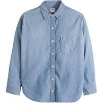 Levis Comfortable Versatile Loose Fashionable Pointed Collar Long Sleeve Shirt Women tops 001HM-0021 L gray